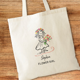 Flower Girl Personalized Hand Drawn Illustration Tote Bag