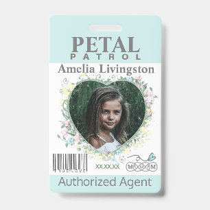 flower Girl Petal Patrol Badge blue ID Badge