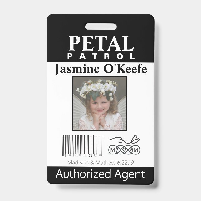 flower Girl Petal Patrol Badge ID Badge (Front)