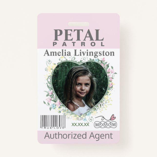 flower Girl Petal Patrol Badge ID Badge (Front)
