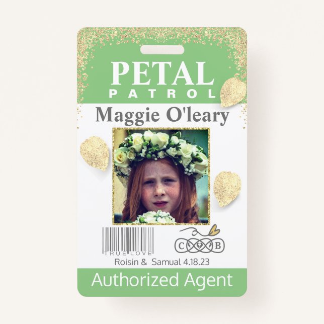 flower Girl Petal Patrol Badge ID Badge (Front)