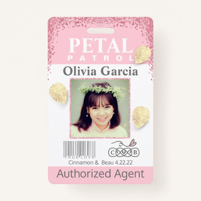 flower Girl Petal Patrol Badge ID Badge (Front)