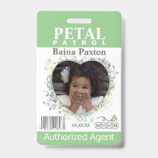 flower Girl Petal Patrol Spring Flowers blue ID Badge