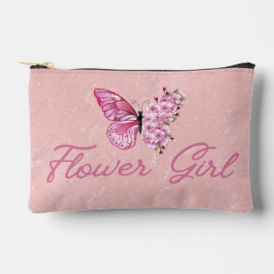 flower girl ,pink butterfly cute modern girly accessory pouch