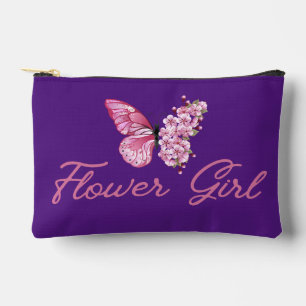flower girl ,pink butterfly cute purple accessory pouch