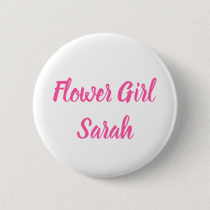 Flower girl Pink Custom Name Gifts Wedding 6 Cm Round Badge