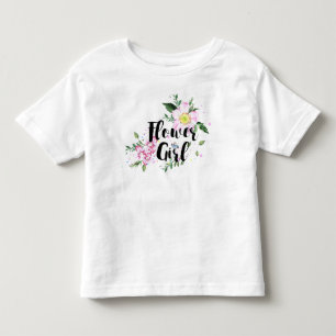 Flower Girl Pink Floral Watercolor Wedding Toddler T-Shirt