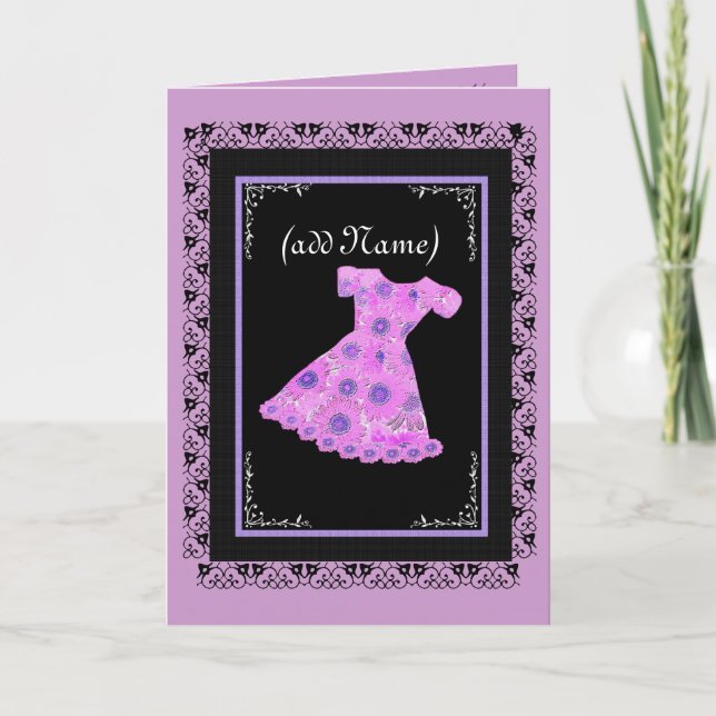 Flower Girl PINK Flowered Dress Invitation (Front)