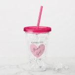 Flower Girl Pink Heart Bridal Party Personalised Acrylic Tumbler<br><div class="desc">Pretty pink heart "Flower Girl" in fancy script  and easy to edit name and date template; such a cute gift idea as a proposal or wedding day gift.</div>