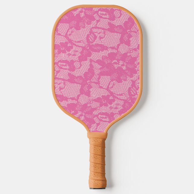 Flower Girl Pink Lace Print Pickleball Paddle (Front)
