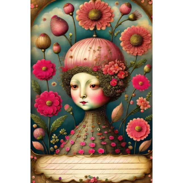 Flower girl & postcard v3 vintage tissue paper (Creator Uploaded)