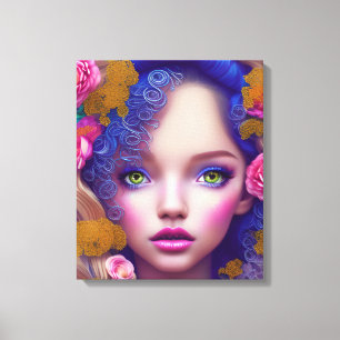 Flower Girl Princess Inspired by Ukrainian Culture Canvas Print