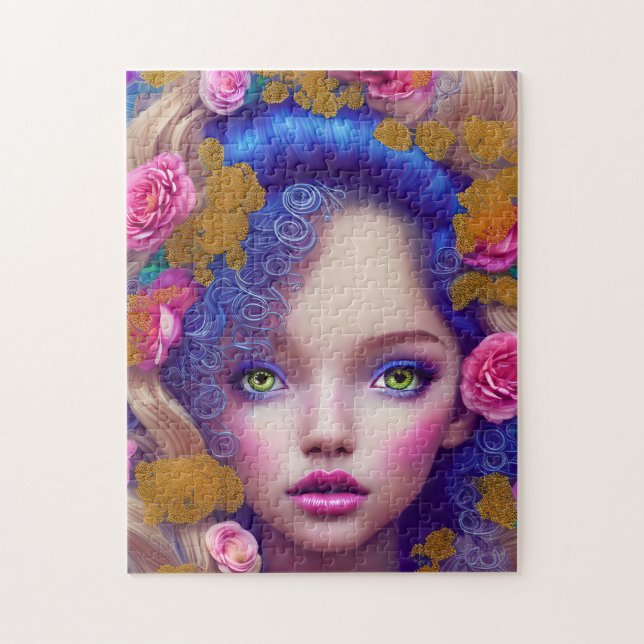 Flower Girl Princess Inspired by Ukrainian Culture Jigsaw Puzzle (Vertical)