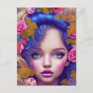 Flower Girl Princess Inspired by Ukrainian Culture Postcard