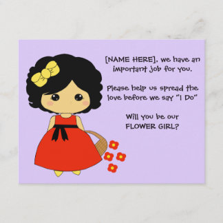 Flower Girl Proposal Card - Black Hair