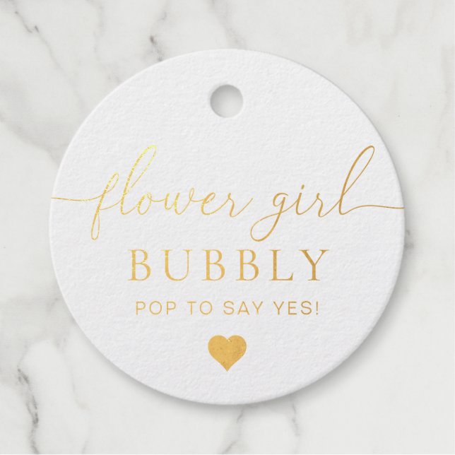 Flower Girl Proposal Foil Favour Tag (Front)