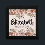Flower Girl Proposal Gift Customised Bridal Shower Gift Box<br><div class="desc">Do you want to give your bridesmaids the best gift of all? Why not give them a personalised jewellery box filled with all of their favourite flowers! This boho cottagecore enchanted wedding theme flower girl proposal gift personalised bridal party jewellery keepsake box is perfect for any bride-to-be's bridal party. Not...</div>