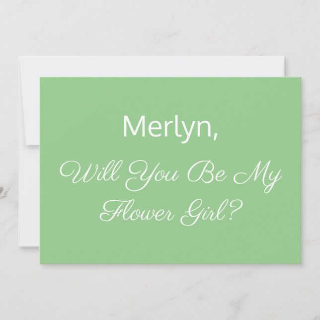 Flower Girl Proposal Sage Green Minimal Wedding Invitation (Front)