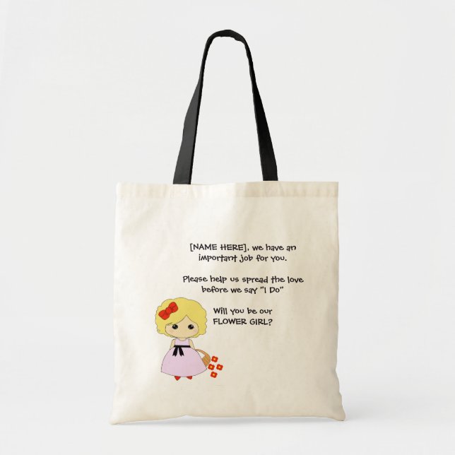 Flower Girl Proposal Tote - Blonde Bag (Front)