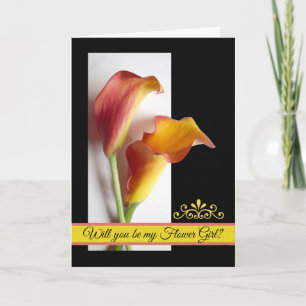 Flower Girl Request, Mango Coloured Calla Lilies Invitation