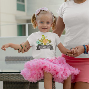 Flower Girl Retro Mint Chalkboard Wedding Baby T-Shirt