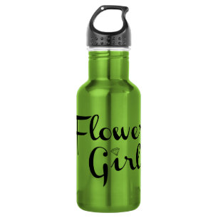 Flower Girl Retro Script Black on Green 532 Ml Water Bottle