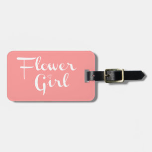 Flower Girl Retro Script White on Peach Luggage Tag
