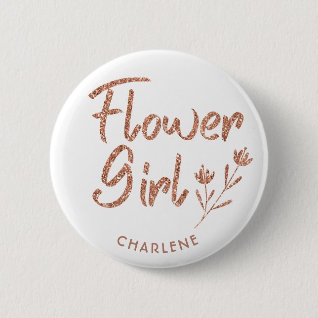 Flower Girl Rose Gold Bridal Shower pin (Front)