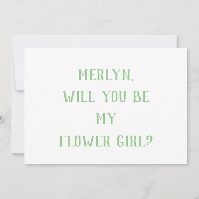 Flower Girl Sage Green White Minimal Wedding 2024 Invitation (Front)
