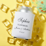 Flower Girl Script Customised Can Cooler<br><div class="desc">This very classic and traditional can cooler with the word Flower Girl (which is customisable for any wedding party member), the flower girl's name in a lovely script font, the bride and groom's names, and their wedding date would be perfect for your flower girl. It'd be fabulous to have at...</div>
