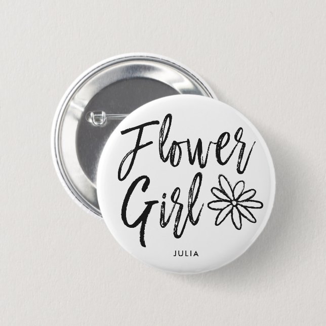 Flower Girl | Script Style Custom Wedding 6 Cm Round Badge (Front & Back)