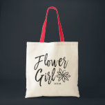 Flower Girl | Script Style Custom Wedding Tote Bag<br><div class="desc">Make your flower girl feel extra special with this custom canvas style personalised tote bag.

It features the words "Flower girl" in an elegant script style text. Underneath this is a spot for her name or initials.</div>