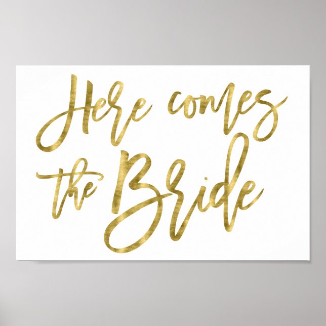 Flower Girl Sign Poster Gold Foil Effect 8x12 (Front)