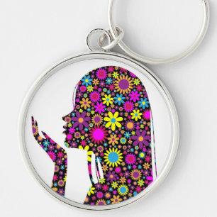 FLOWER GIRL SILHOUETTE KEY RING