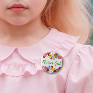 FLOWER GIRL Spring Flowers Garden Wedding Name Tag 6 Cm Round Badge