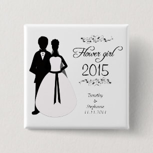 Flower girl swirls wedding favour pinback button