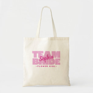 Flower Girl Team Bride Bridal Party Name Pink Cute Tote Bag