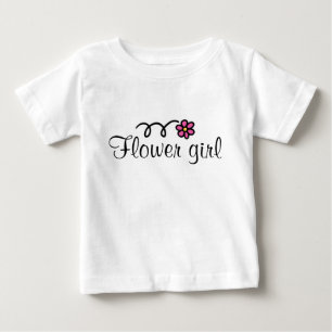 Flower girl tee shirt for toddlers with pink daisy