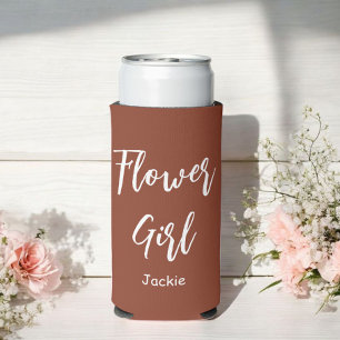 Flower Girl Terracotta Brown Wedding  Seltzer Can Cooler
