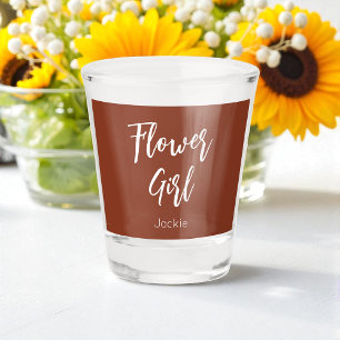 Flower Girl Terracotta Brown Wedding  Shot Glass
