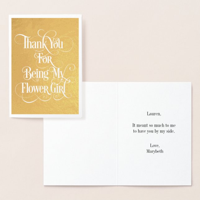Flower Girl Thank You Gold Foil Card (Display)