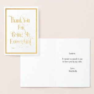Flower Girl Thank You Gold Foil Card