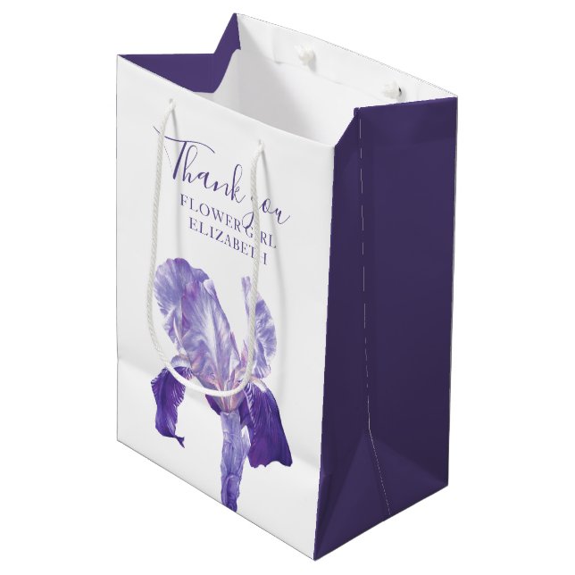 Flower girl thank you wedding iris favour gift bag (Front Angled)