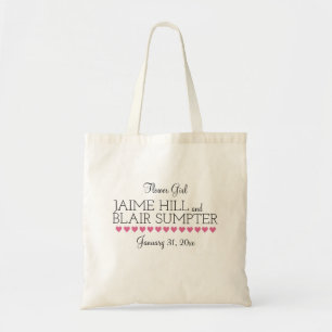 Flower Girl Tote Bag Pink Heart Wedding
