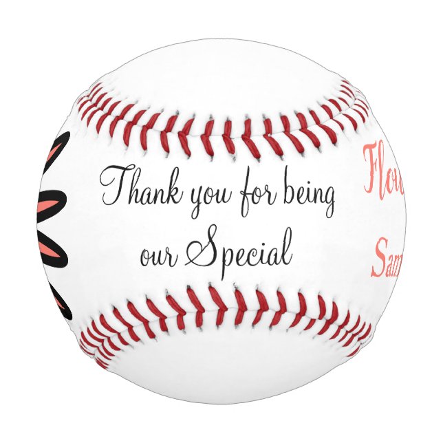 Flower Girl Turquoise Coral Baseball (Front)