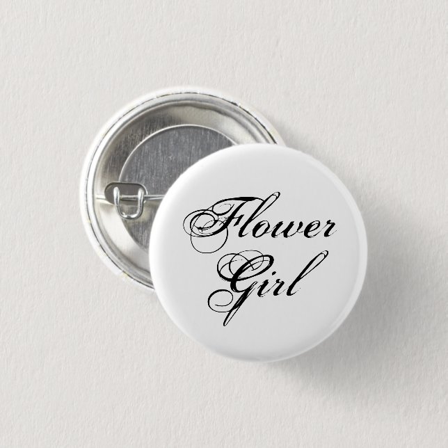 Flower Girl Typography Black and White 3 Cm Round Badge (Front & Back)