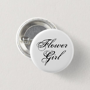 Flower Girl Typography Black and White 3 Cm Round Badge
