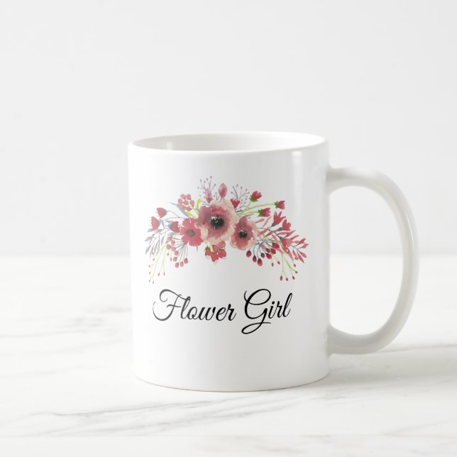 Flower Girl Watercolor Pink  Flower Bouquet Mug (Right)