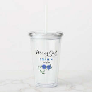 Flower Girl Wedding Blue Flowers Pretty Floral Acrylic Tumbler