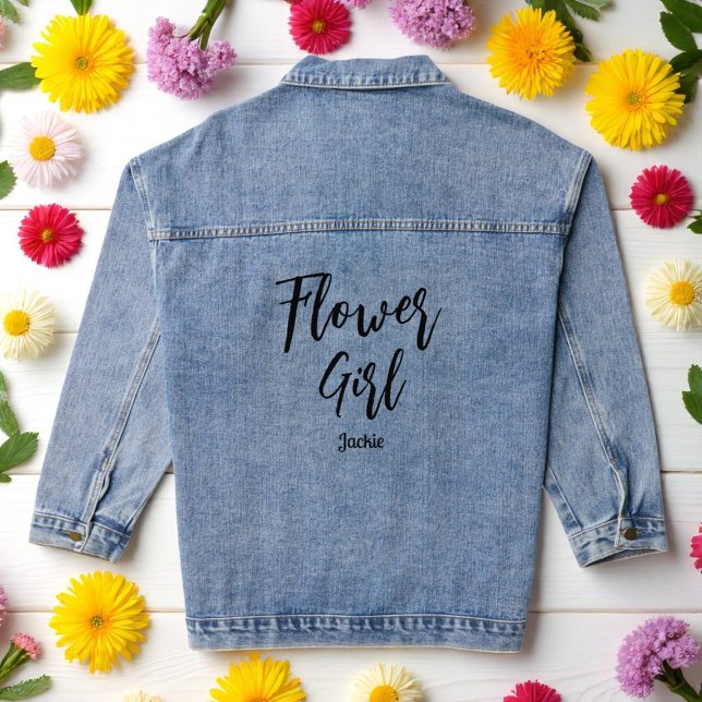 Flower Girl Wedding Bridal Shower Denim Jacket (Creator Uploaded)